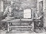 Jacopo de Barbari Man Drawing a lute with the monogram of the artist from the Manual of Measure-ment